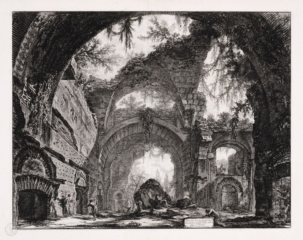 Ruines d'une galerie de statues à la villa Adriana