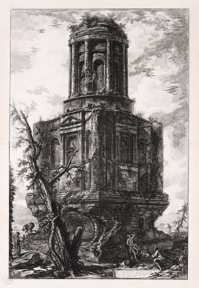 Vue des vestiges d'un tombeau antique dit la Conocchia