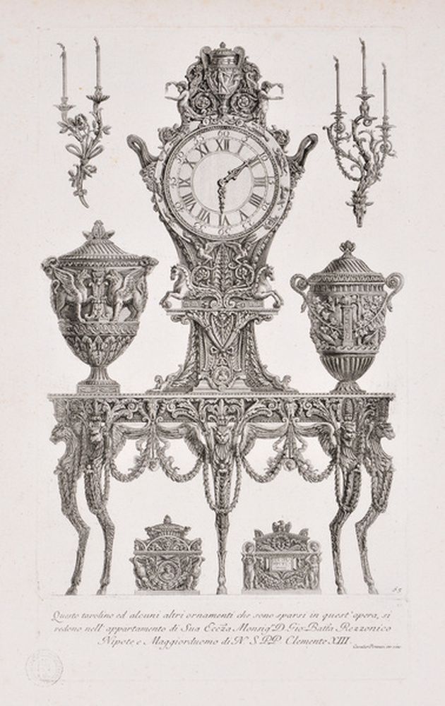 Console, pendule et diverses pièces de mobilier