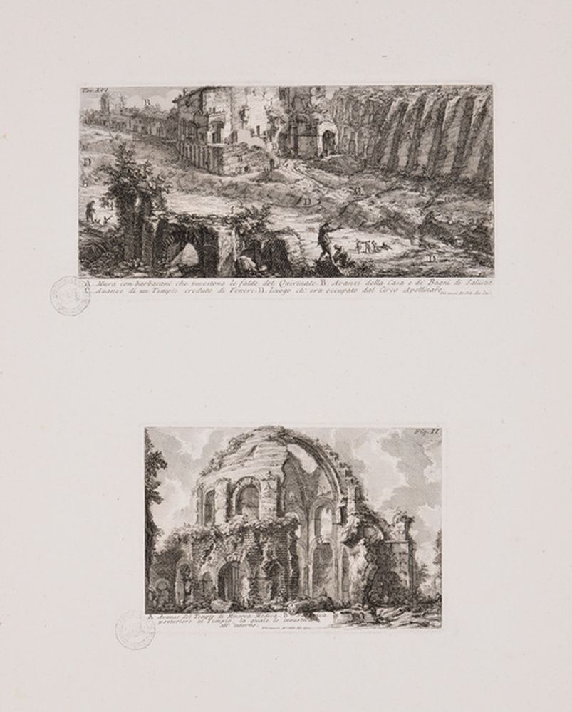 Mur et contreforts ; Vestiges du temple de Minerva Medica