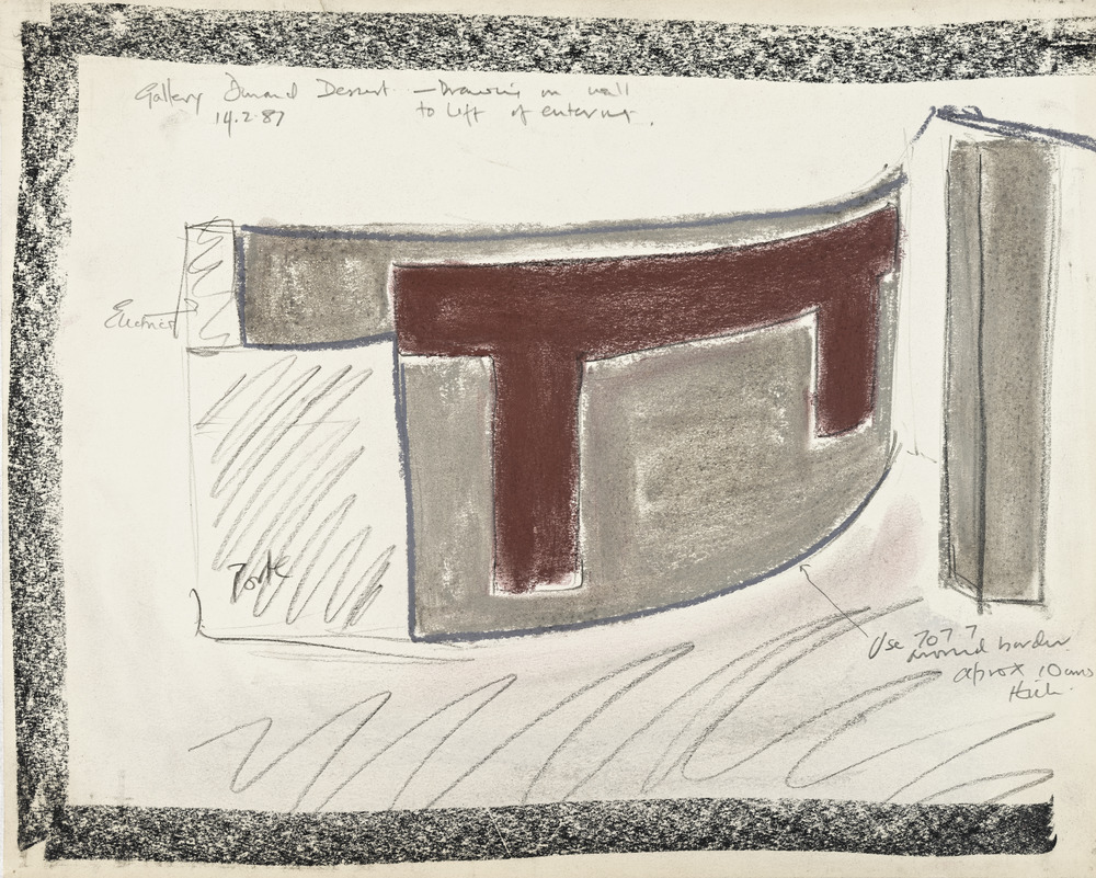 Old Fallen Arch, dessin préparatoire du Wall drawing réalisé à la Galerie Durand-Dessert