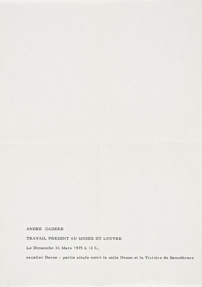 Andre Cadere. Travail présent au Musée du Louvre le Dimanche 16 mars 1975 à 12h